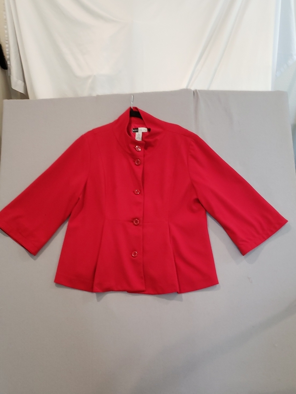 Simply Chloe Dao Red Polyester Jacket with Stand Collar